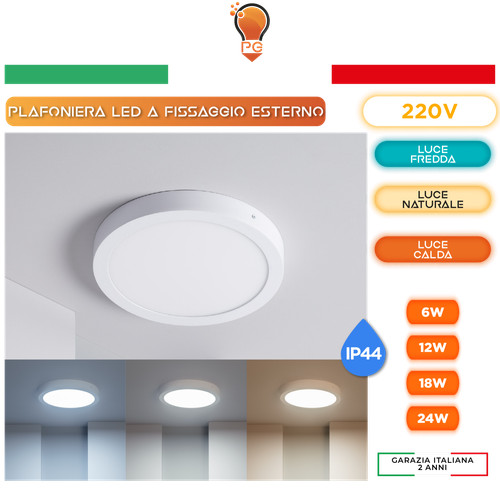 Plafoniera led tonda montaggio
